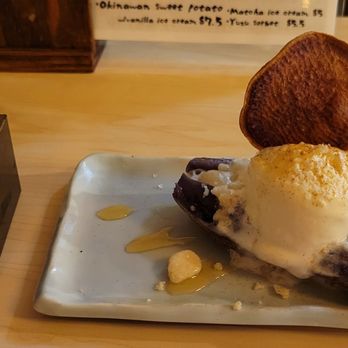 ABURIYA IBUSHI - Yuzu Sorbet & Okinawan Sweet Potato w/vanilla ice cream; ridiculously good - Japanese Near Me - Honolulu, Hawaii ABURIYA IBUSHI - Yuzu Sorbet & Okinawan Sweet Potato w/vanilla ice cream; ridiculously good - Japanese Near Me - Honolulu, Hawaii