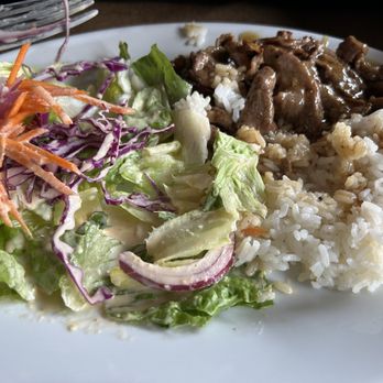 Honey Cuisine - Beef BBQ rice plate. The portion in the photo doesn't look like much, but this after my husband ate a good amount. - Japanese Near Me - Rohnert Park, California Honey Cuisine - Beef BBQ rice plate. The portion in the photo doesn't look like much, but this after my husband ate a good amount. - Japanese Near Me - Rohnert Park, California