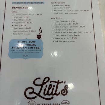 Lilit's International Kitchen - Menu - Coffee & Tea Near Me - Granada Hills, California Lilit's International Kitchen - Menu - Coffee & Tea Near Me - Granada Hills, California