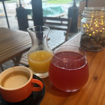 The Naked Crepe Cafe - Macchiato and DIY cranberry mimosa - Creperies Near Me - Corvallis, Oregon