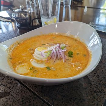 MingalaBar Burmese Kitchen - Ohn No Khao Swe ( Coconut Chicken Noolde ) - Burmese Near Me - Urbandale, Iowa MingalaBar Burmese Kitchen - Ohn No Khao Swe ( Coconut Chicken Noolde ) - Burmese Near Me - Urbandale, Iowa