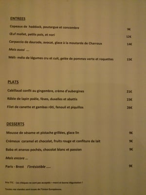 Menu photo 2 Les Chouettes Paris, 75 Menu photo 2 Les Chouettes Paris, 75