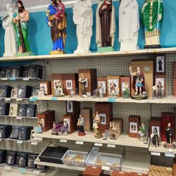More indoor and outdoor statues of common saints