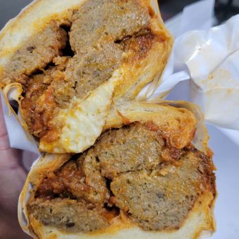 Genova Delicatessen - Meatball Sandwich double meat w/fresh mozzarella on a soft sour roll - Delis Near Me - Napa, California Genova Delicatessen - Meatball Sandwich double meat w/fresh mozzarella on a soft sour roll - Delis Near Me - Napa, California