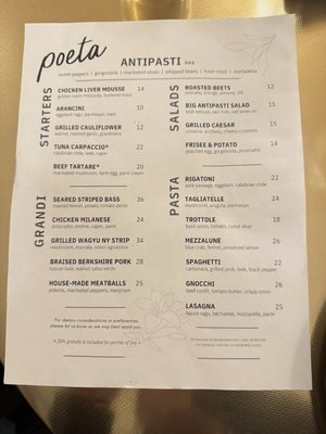 Menu photo 8 Poeta Austin, TX