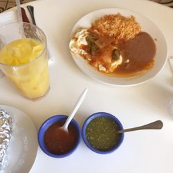 La Guadalupana #2 Bakery & Cafe - Huevos Rancheros with orange juice.