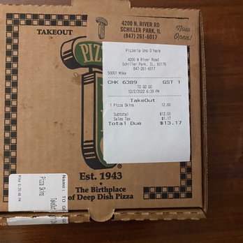 Pizzeria Uno - O'Hare Area - Pizza Near Me - Schiller Park, Illinois