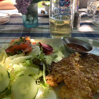 Seeseiten Cafe - Cornflake schnitzel and salad, delish! - German Near Me - Seeshaupt, BY