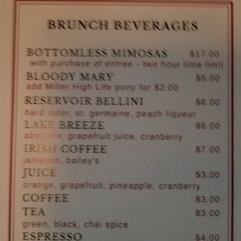 The Reservoir - New brunch menu - New American Near Me - Chicago, Illinois