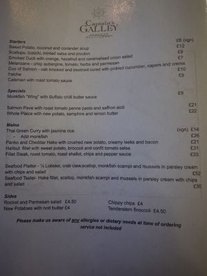 Menu photo 1 The Captain's Galley Thurso, HLD