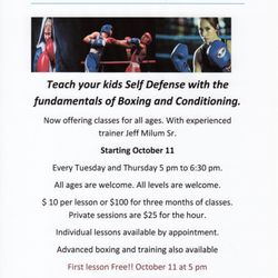 Grafton Health, Fitness & Events Center - Self Defense / boxing class every Tuesday and Thursday.