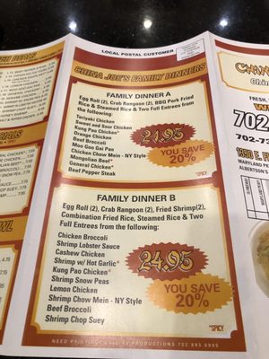 Menu photo 4 China Joe's Las Vegas, NV