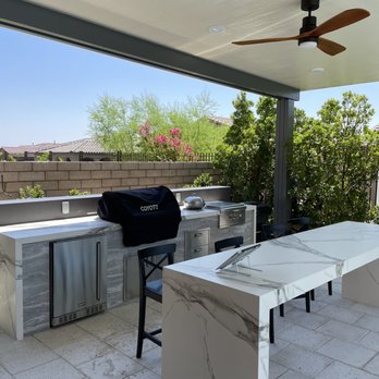 Custom Outdoor Living - Patio cover, BBQ, island table. - Fireplace Services Near Me - Las Vegas, Nevada Custom Outdoor Living - Patio cover, BBQ, island table. - Fireplace Services Near Me - Las Vegas, Nevada