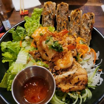 Saigon Shack - Grilled Lemongrass Chicken, Shrimps & Fried Spring Rolls Vermicelli - Vietnamese Near Me - New York, New York Saigon Shack - Grilled Lemongrass Chicken, Shrimps & Fried Spring Rolls Vermicelli - Vietnamese Near Me - New York, New York