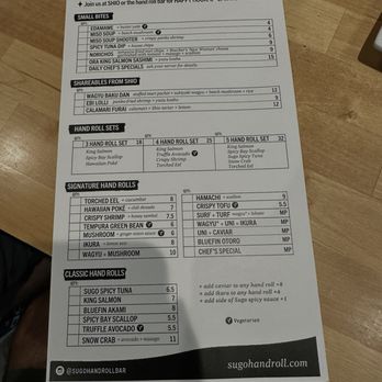 Sugo Hand Roll Bar - Menu - Sushi Bars Near Me - Seattle, Washington Sugo Hand Roll Bar - Menu - Sushi Bars Near Me - Seattle, Washington