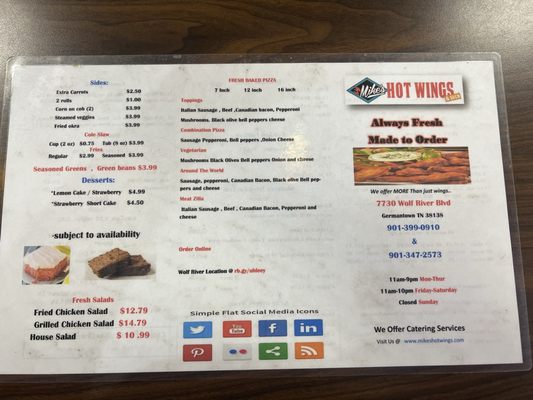 Menu photo 4 Mike's Hot Wings Collierville tn, TN