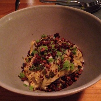Emmer & Rye - White Sonora Tajarin, Roquefort, pecans, arugula $16 - Tapas/Small Plates Near Me - Austin, Texas