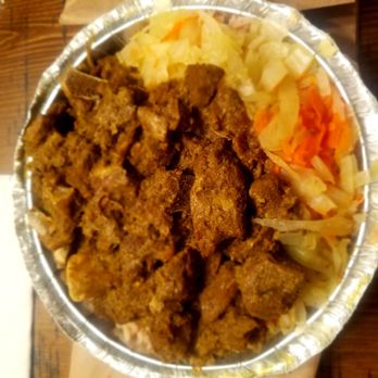 Sylvia's - Curry Goat with Rice & Peas and Steamed Cabbage - Caribbean Near Me - Poughkeepsie, New York