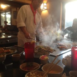 Gasho of Japan - Chef cooking our yummy food , it's fun to eat here!