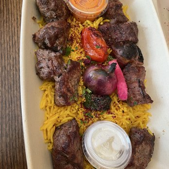 Mazra - Double Kebab Plate with filet mignon - Middle Eastern Near Me - San Bruno, California Mazra - Double Kebab Plate with filet mignon - Middle Eastern Near Me - San Bruno, California