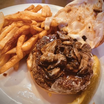 Chambers 19 Bistro & Bar - Mushroom Burger au Poivre - American Near Me - Doylestown, Pennsylvania Chambers 19 Bistro & Bar - Mushroom Burger au Poivre - American Near Me - Doylestown, Pennsylvania