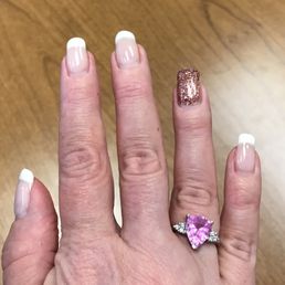 Gel French with Glitter on Ring Finger. This is after 2 weeks. No chips!!!