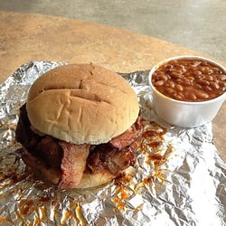Fritz's Meat and Superior Sausage Company - BBQ Beef Sandwich with Beans