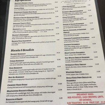 Kristof's Kafe - Here is the breakfast menu! LOTS of choices!!! - American Near Me - Davie, Florida