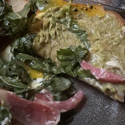 This is the avocado toast...notice the avocado puree... This is the avocado toast...notice the avocado puree...