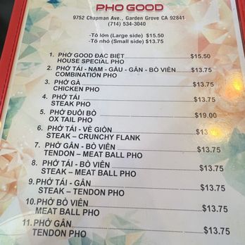 Pho Good - Menu 2025 - Vietnamese Near Me - Garden Grove, California