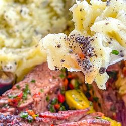 Foundry & Lux - The brisket was melt in your mouth tender. Well seasoned roasted veggies. Buttery whipped taters + BYO truffle caviar bc I'm that auntie :D