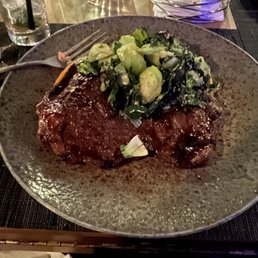 Tweaking Glazed Strip Steak with sweet potato Purée and stir fried Chinese bok choy Tweaking Glazed Strip Steak with sweet potato Purée and stir fried Chinese bok choy