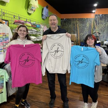 Big Frog Custom T-Shirts & More - Big Frog Custom shirts. Keiley, Owner Jeff, Alia & Jack, not shown. First Order of butter soft Bella Canvas Going Batty shirts. Julie A - Screen Printing/T-Shirt Printing Near Me - Reno, Nevada Big Frog Custom T-Shirts & More - Big Frog Custom shirts. Keiley, Owner Jeff, Alia & Jack, not shown. First Order of butter soft Bella Canvas Going Batty shirts. Julie A - Screen Printing/T-Shirt Printing Near Me - Reno, Nevada