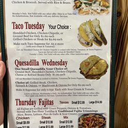Mazatlan Family Mexican Restaurant - Daily specials menu