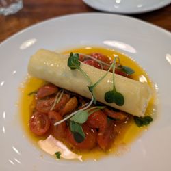 Home - cannelloni on confit tomatoes