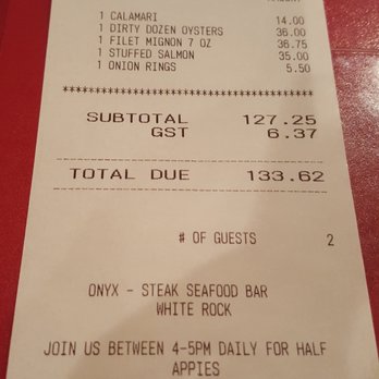 Onyx Steakhouse & Lounge - Reasonable price - Steakhouses Near Me - White Rock, British Columbia
