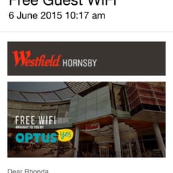 Westfield Hornsby - Free WiFi