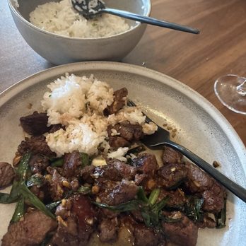 Meggie’s - Mongolian beef and sticky rice (excellent) - Asian Fusion Near Me - Manitowish Waters, Wisconsin Meggie’s - Mongolian beef and sticky rice (excellent) - Asian Fusion Near Me - Manitowish Waters, Wisconsin