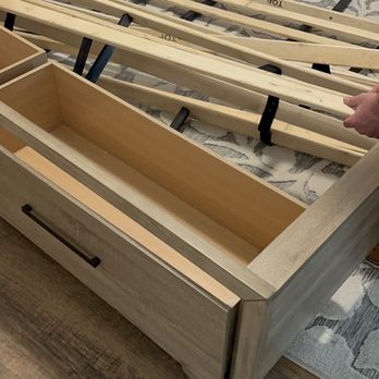 Living Spaces - Hillsboro cal king bed frame with drawers - Furniture Stores Near Me - Rancho Cucamonga, California Living Spaces - Hillsboro cal king bed frame with drawers - Furniture Stores Near Me - Rancho Cucamonga, California