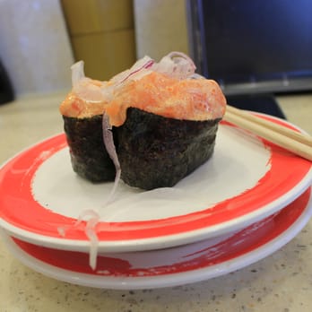 Genki Sushi - Spicy salmon. Actually pretty good! - Sushi Bars Near Me - Waipahu, Hawaii Genki Sushi - Spicy salmon. Actually pretty good! - Sushi Bars Near Me - Waipahu, Hawaii