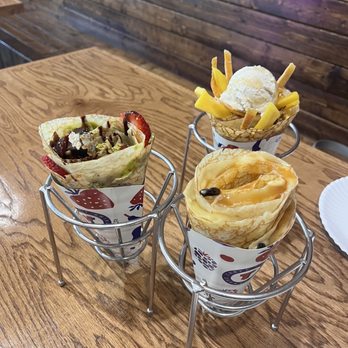 T-Swirl Crêpe - 5. Matcha Chocolate Truffles Crepe, 4. Caramel Fuji Apple Crepe, 12. Mango Deluxe Crepe - Creperies Near Me - Frisco, Texas
