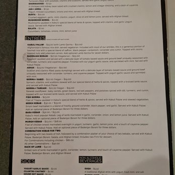Kabul Afghan Cuisine - Menu Page 2 - Afghan Near Me - Seattle, Washington Kabul Afghan Cuisine - Menu Page 2 - Afghan Near Me - Seattle, Washington