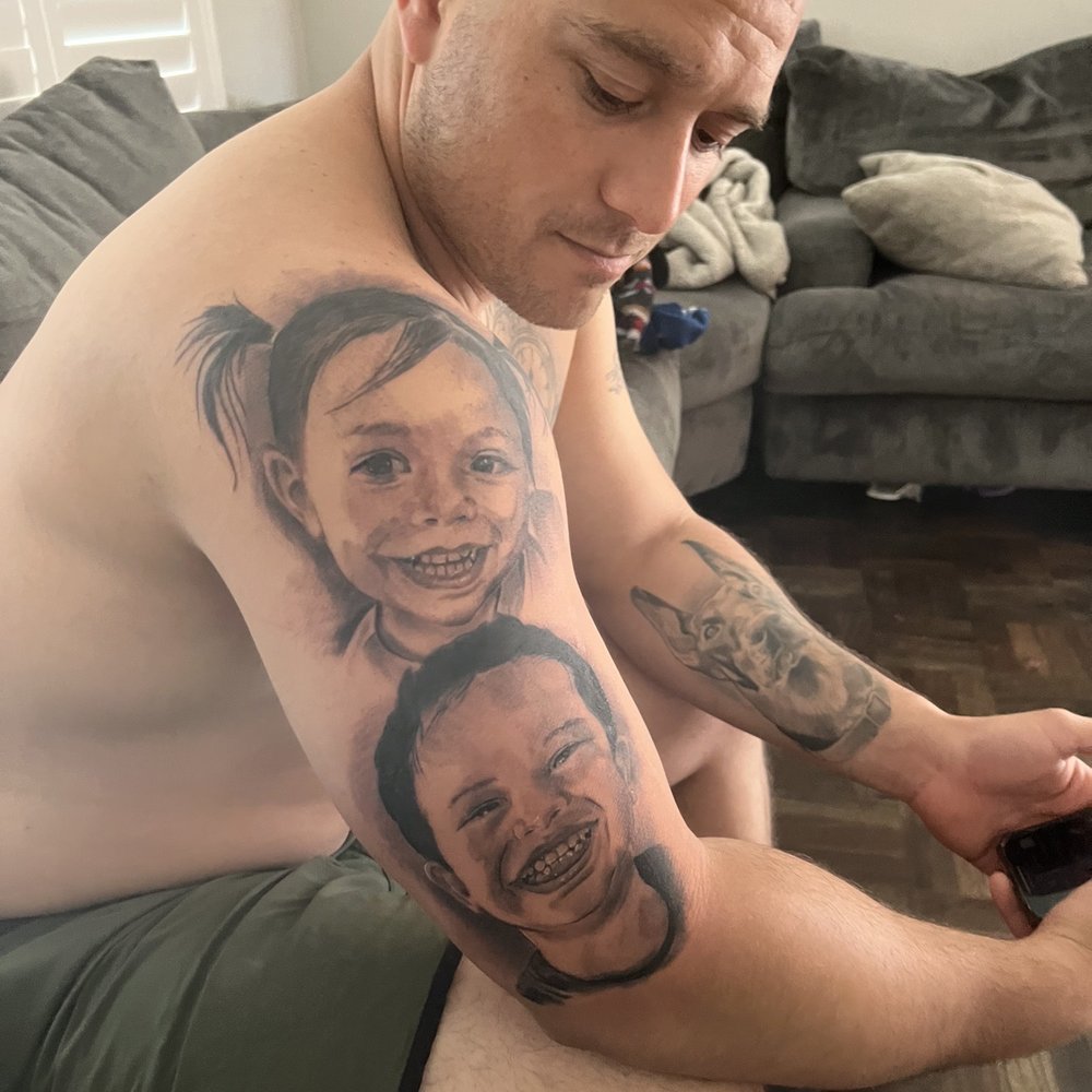 Uptown Tattoo - Both portraits done in one session. - Tattoo Near Me - Whittier, California Uptown Tattoo - Both portraits done in one session. - Tattoo Near Me - Whittier, California