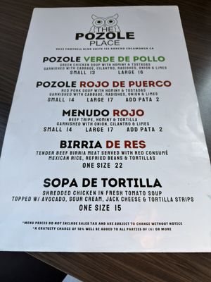 Menu photo 6 The Pozole Place Rancho Cucamonga, CA Menu photo 6 The Pozole Place Rancho Cucamonga, CA