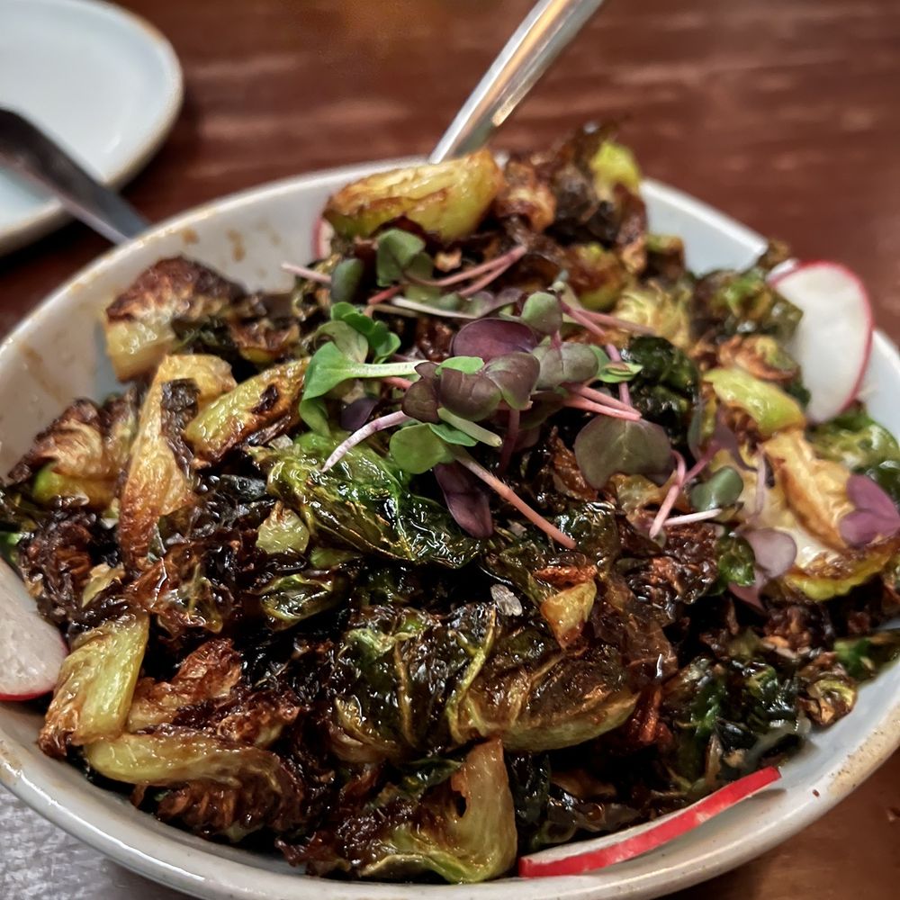 Le Chick - HUGE serving of Brussels Sprouts - Cocktail Bars Near Me - Miami, Florida Le Chick - HUGE serving of Brussels Sprouts - Cocktail Bars Near Me - Miami, Florida