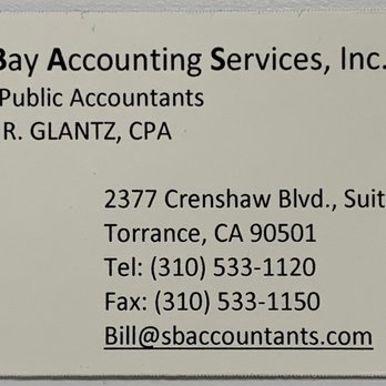 South Bay Accounting Services - William R. Glantz, CPA Business Card - Tax Services Near Me - Torrance, California South Bay Accounting Services - William R. Glantz, CPA Business Card - Tax Services Near Me - Torrance, California