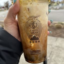 Black Sugar Boba Tea Latte with Cream Mousse