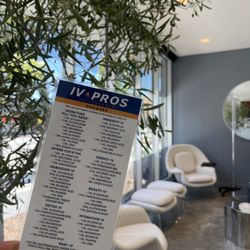 IV Pro's Private Lounge - Lounge area & IV Menu
