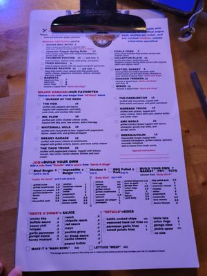 Menu photo 1 The Garage Kenosha, WI Menu photo 1 The Garage Kenosha, WI