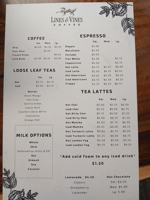 Menu photo 1 Lines and Vines Coffee New Smyrna Beach, FL Menu photo 1 Lines and Vines Coffee New Smyrna Beach, FL